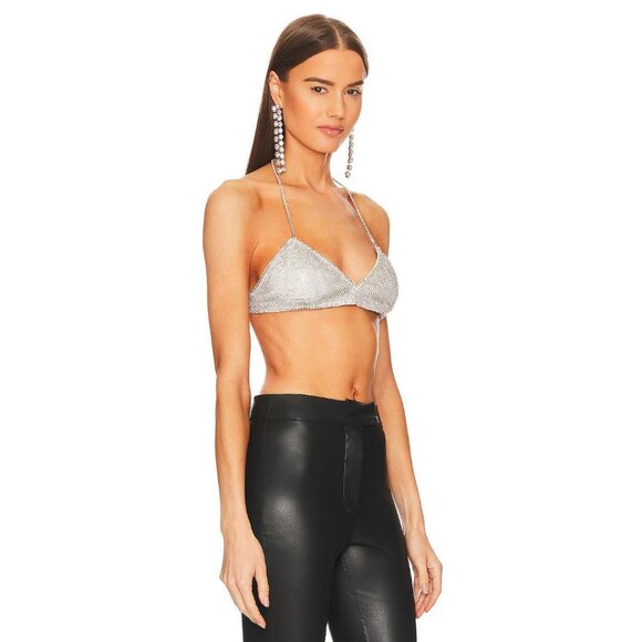 LAMARQUE Raeka Rhinestone Bralette in Silver Small New Womens Cropped Bra - Picture 3 of 12